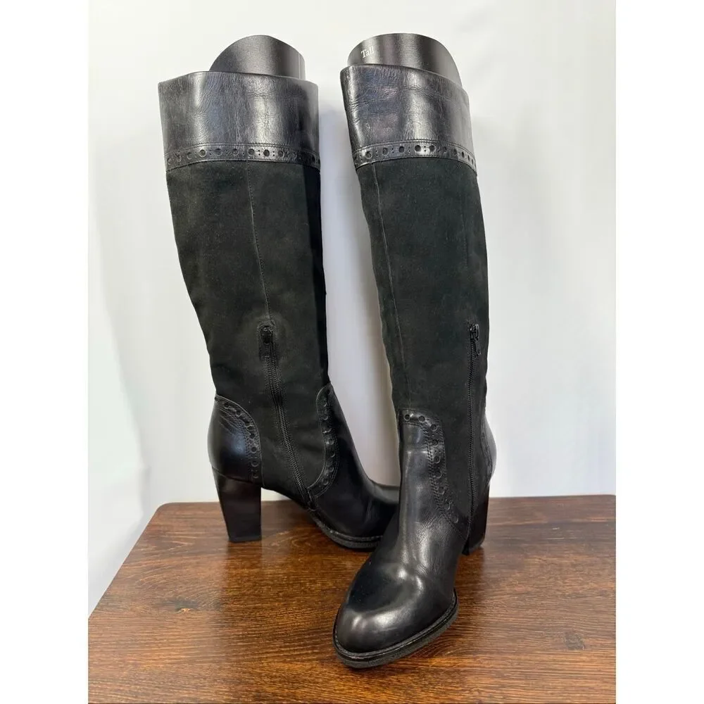 Franco Sarto Women’s black/black leather suede tall riding boot L Torch size 7.5